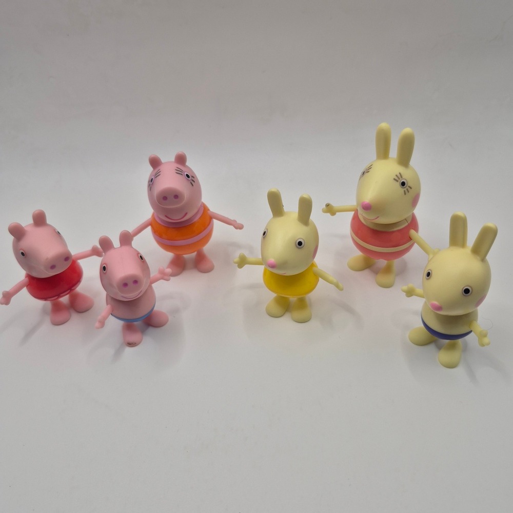 Peppa Pig‎ Toy Figure Lot Kids Of 6 Pink Excellent Rebecca Rabbit Bathing Suits